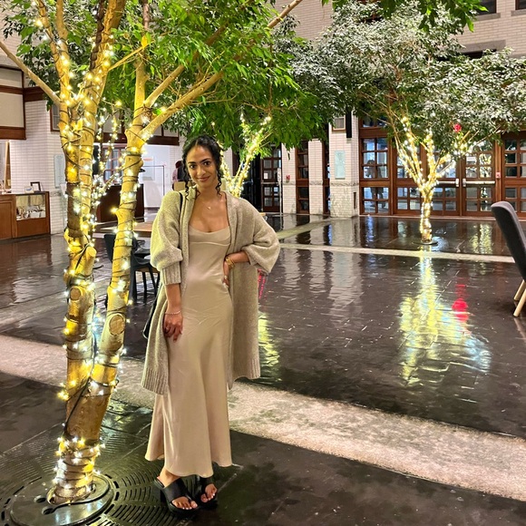 Zara Satin Effect Midi Slip Dress - Champagne - Picture 2 of 6